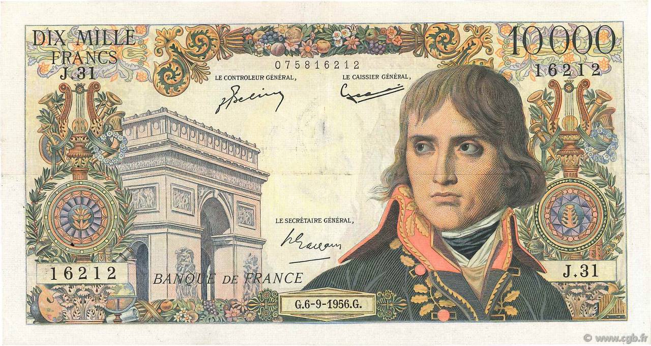 10000 Francs BONAPARTE FRANKREICH  1956 F.51.04 SS