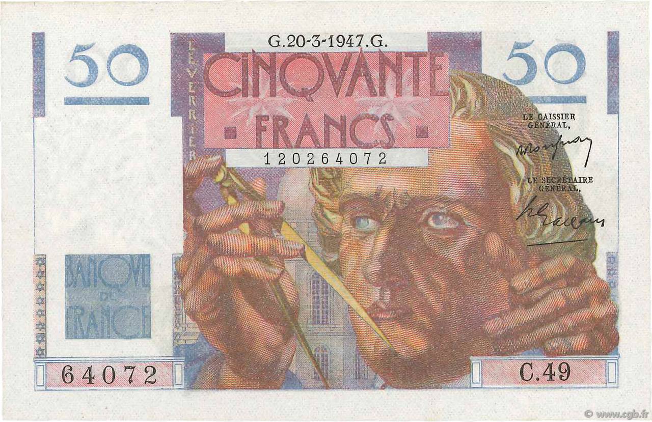50 Francs LE VERRIER FRANKREICH  1947 F.20.07 ST