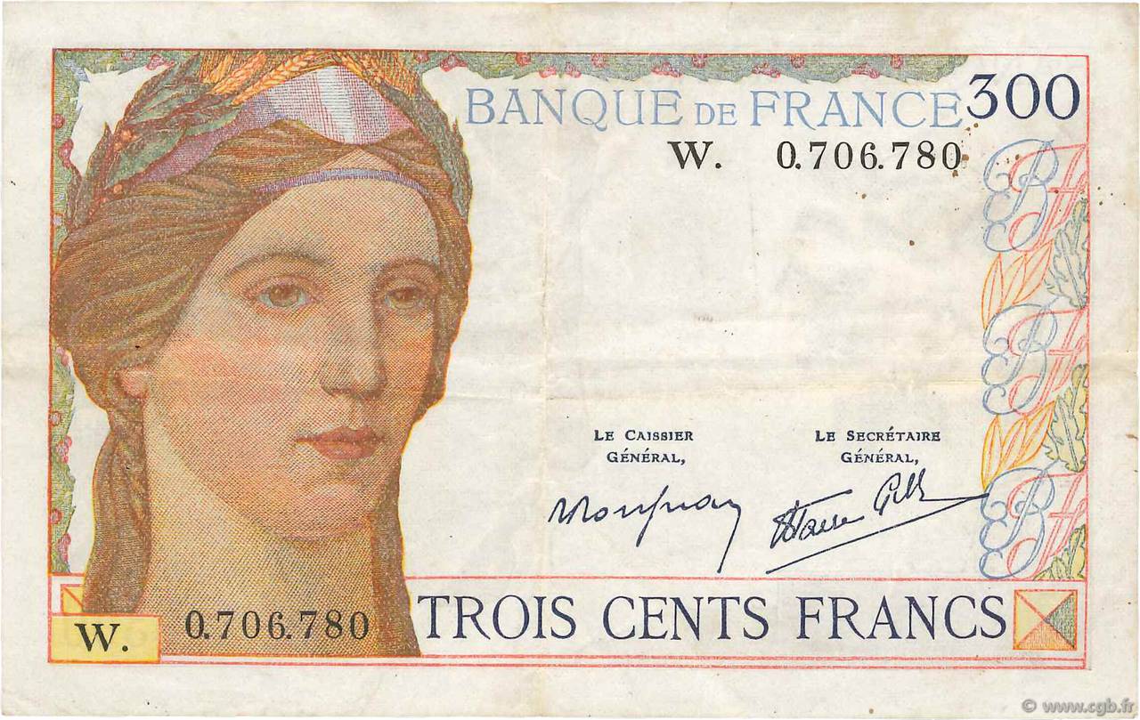 300 Francs FRANCE  1938 F.29.02 TTB