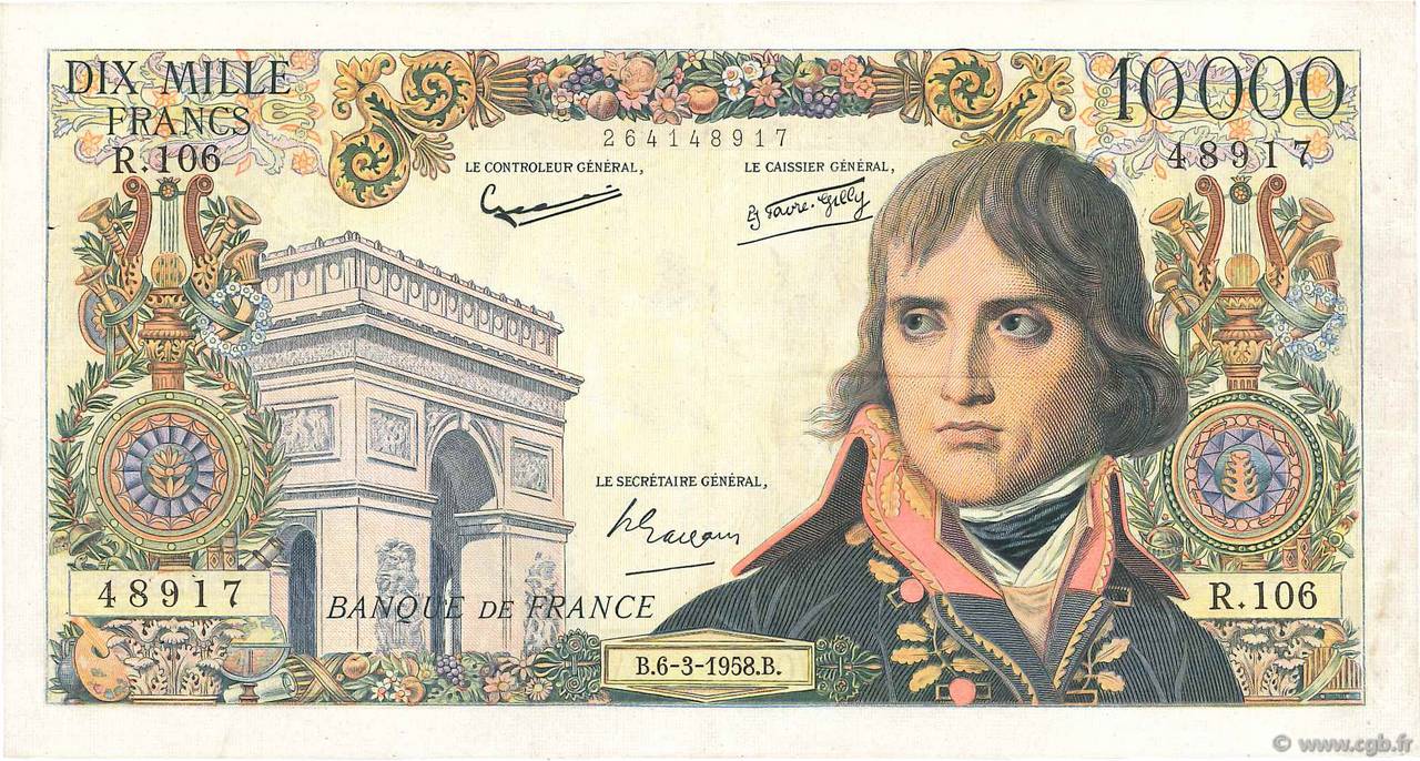 10000 Francs BONAPARTE FRANCE  1958 F.51.11 VF