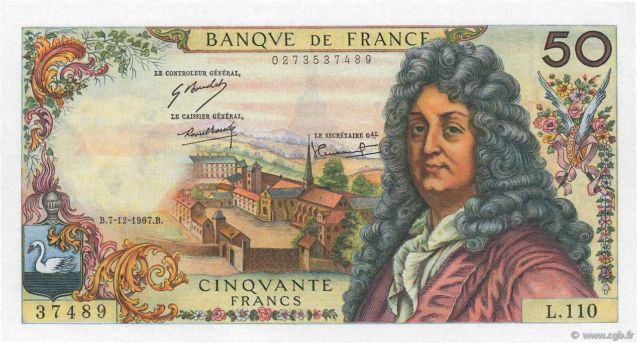 50 Francs RACINE FRANCIA  1967 F.64.10 SC+