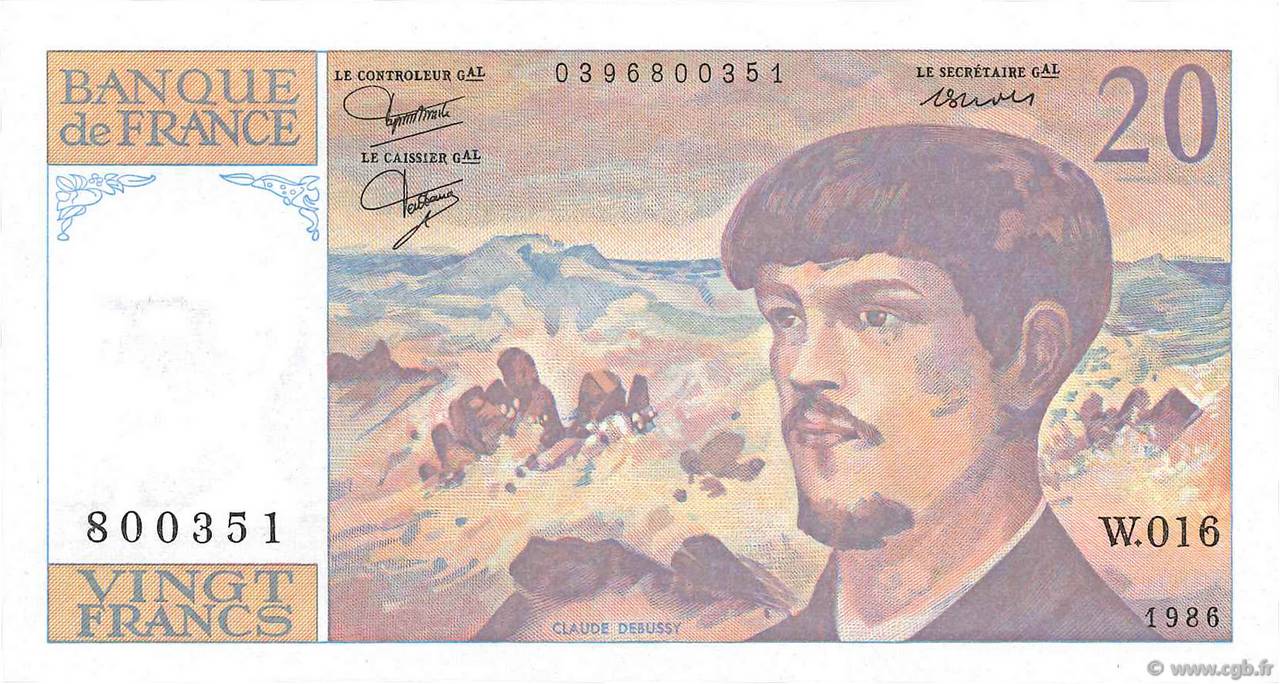 20 Francs DEBUSSY FRANCIA  1986 F.66.07 FDC