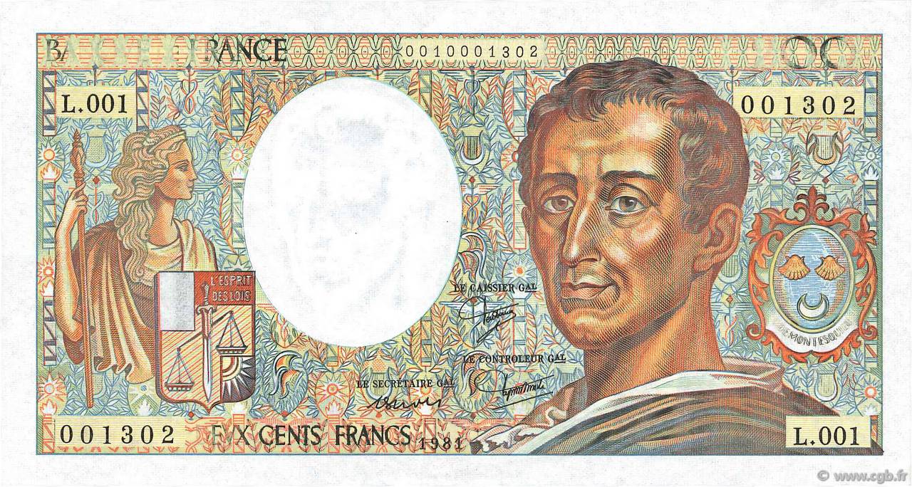 200 Francs MONTESQUIEU Fauté FRANKREICH  1981 F.70.01 VZ
