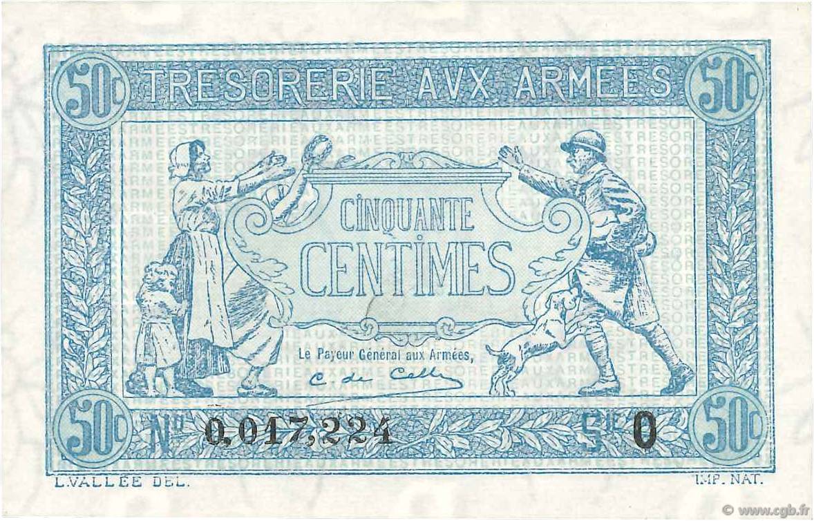 50 Centimes TRÉSORERIE AUX ARMÉES 1917 FRANCIA  1917 VF.01.15 AU+