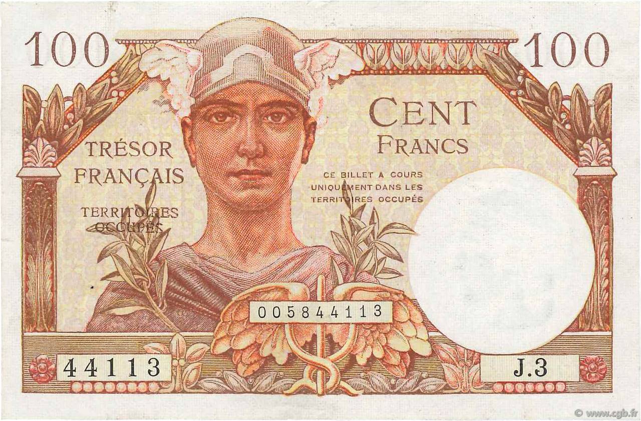 100 Francs TRÉSOR FRANÇAIS FRANCE  1947 VF.32.03 VF+