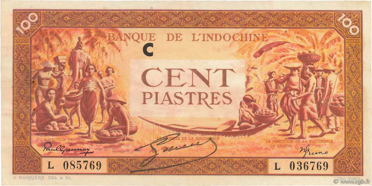 100 Piastres orange INDOCHINA  1942 P.066 EBC