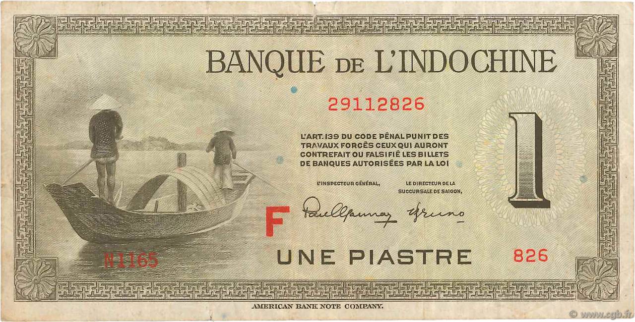 1 Piastre FRENCH INDOCHINA  1951 P.076c F+