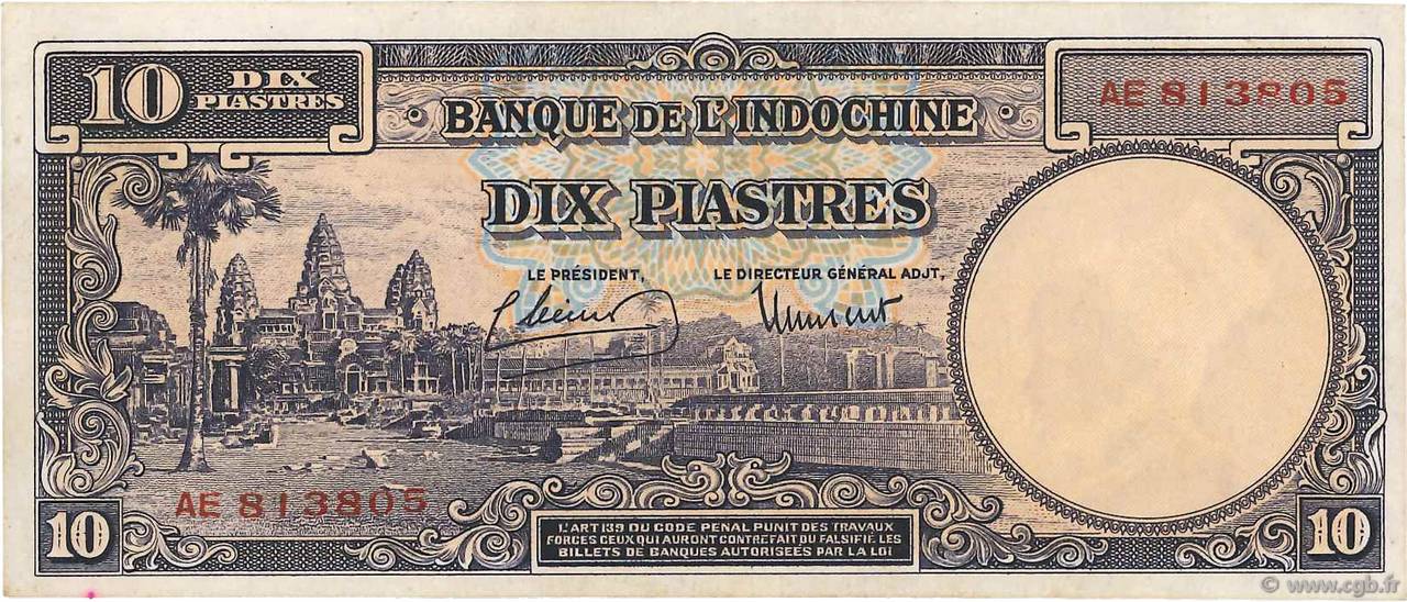 10 Piastres INDOCINA FRANCESE  1946 P.080 AU