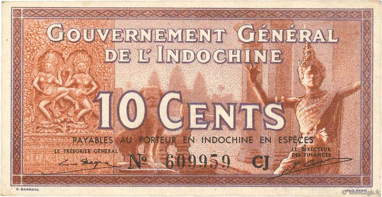 10 Cents INDOCINA FRANCESE  1939 P.085d q.FDC