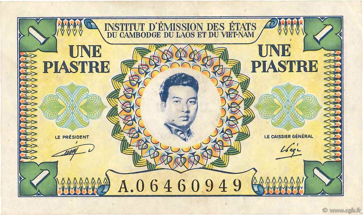 1 Piastre - 1 Riel FRENCH INDOCHINA  1953 P.093 XF