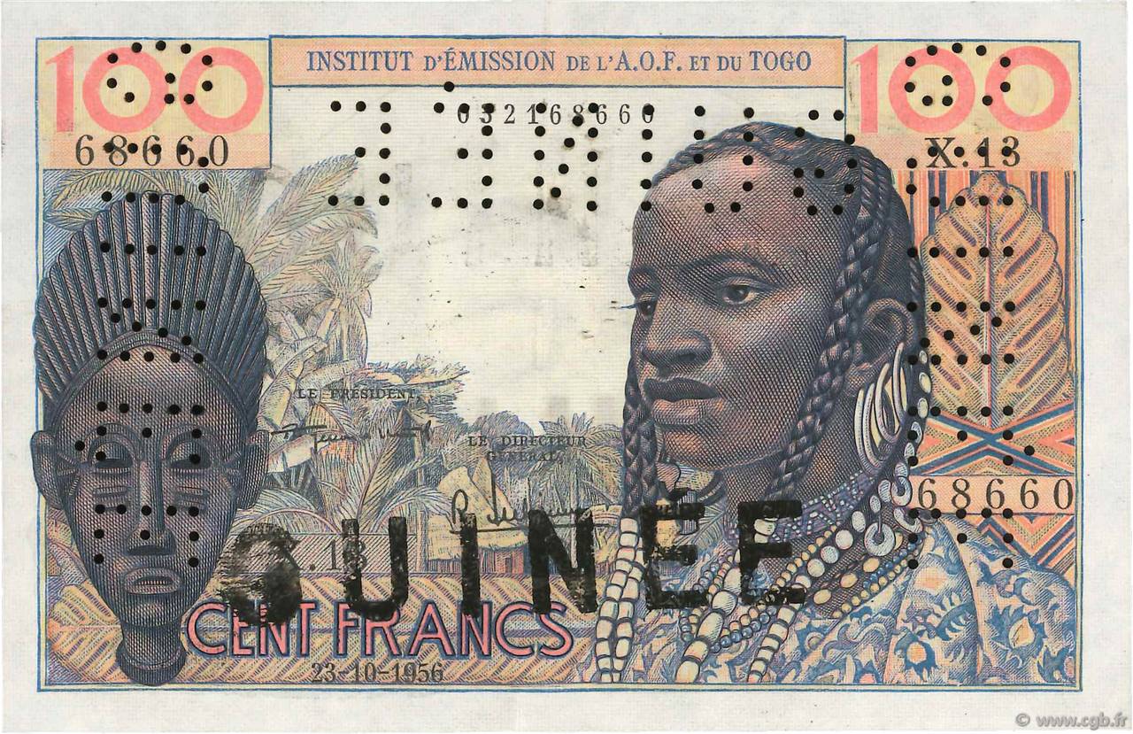 100 Francs Essai GUINÉE  1956 P.- SUP+