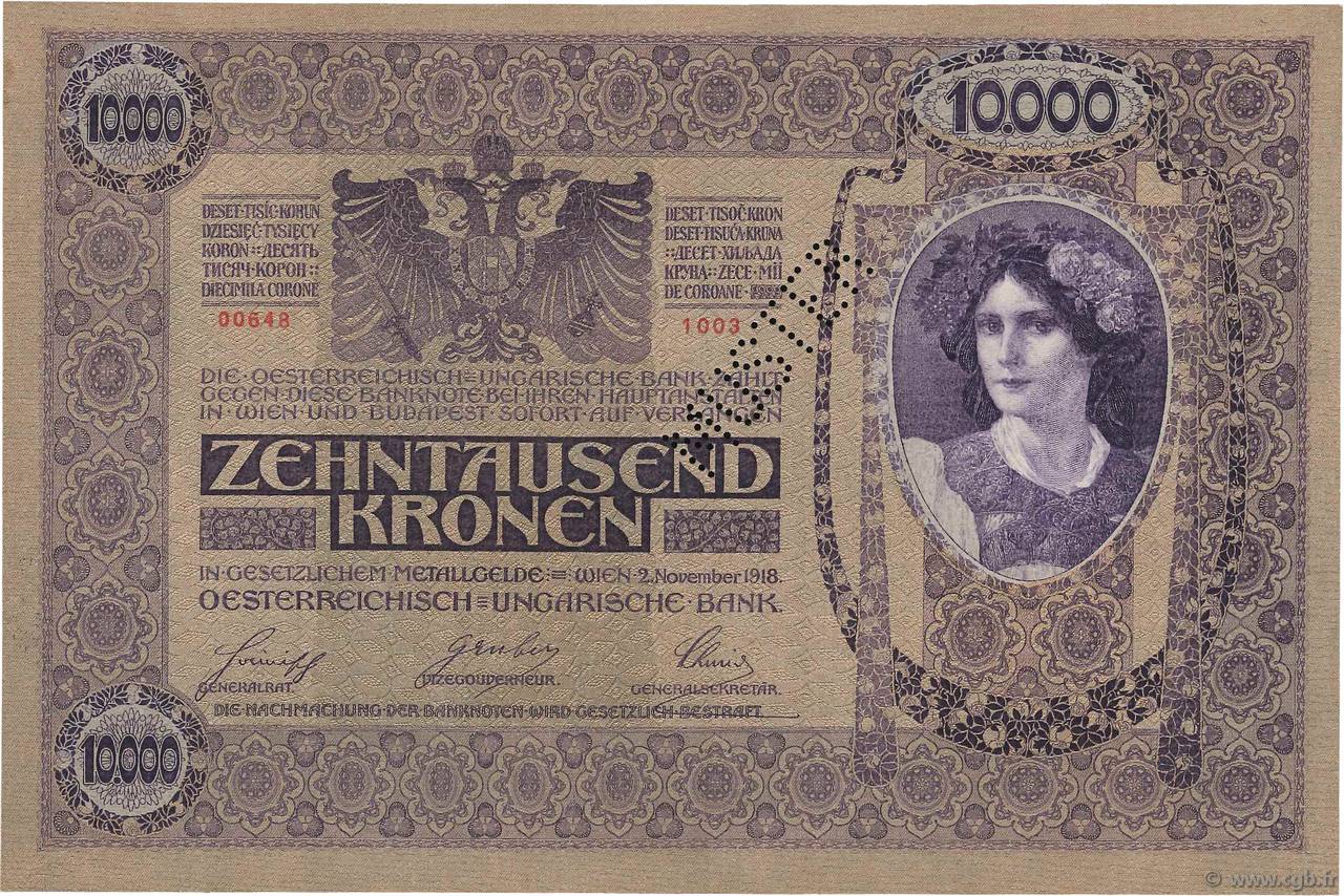 1919   P 65  Circulated Banknote Austria  10,000  Kronen  2.11.1918 