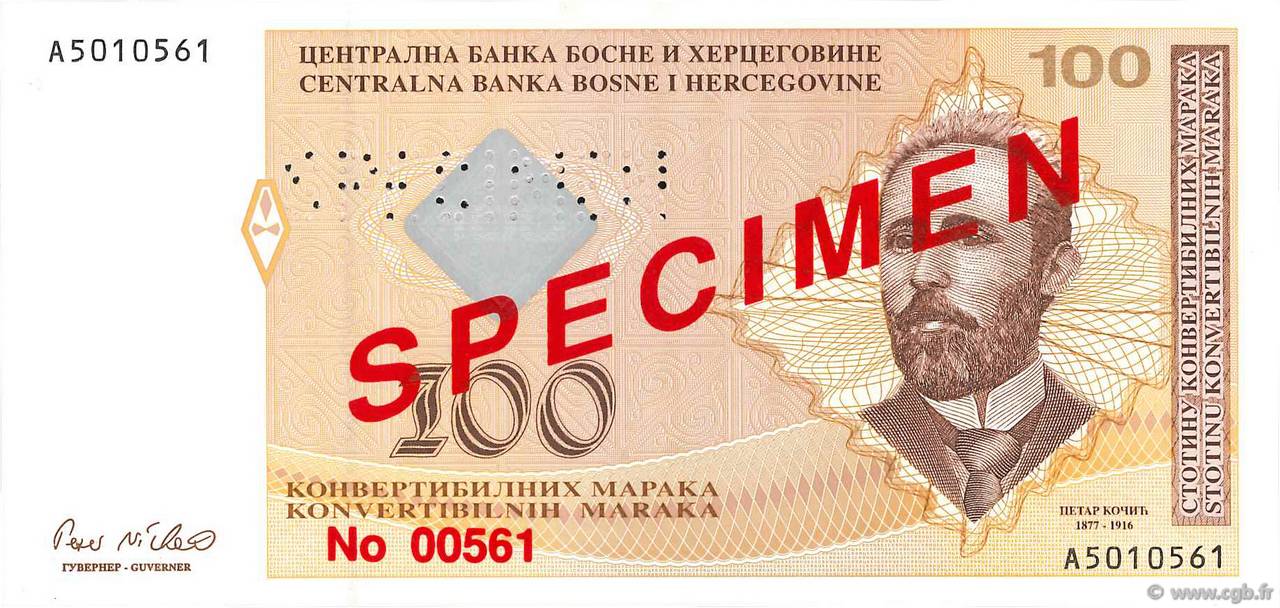 100 Convertible Maraka Spécimen BOSNIA E ERZEGOVINA  1998 P.070s4 FDC