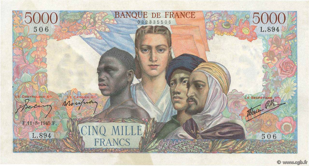 5000 Francs EMPIRE FRANÇAIS FRANCIA  1945 F.47.38 EBC+