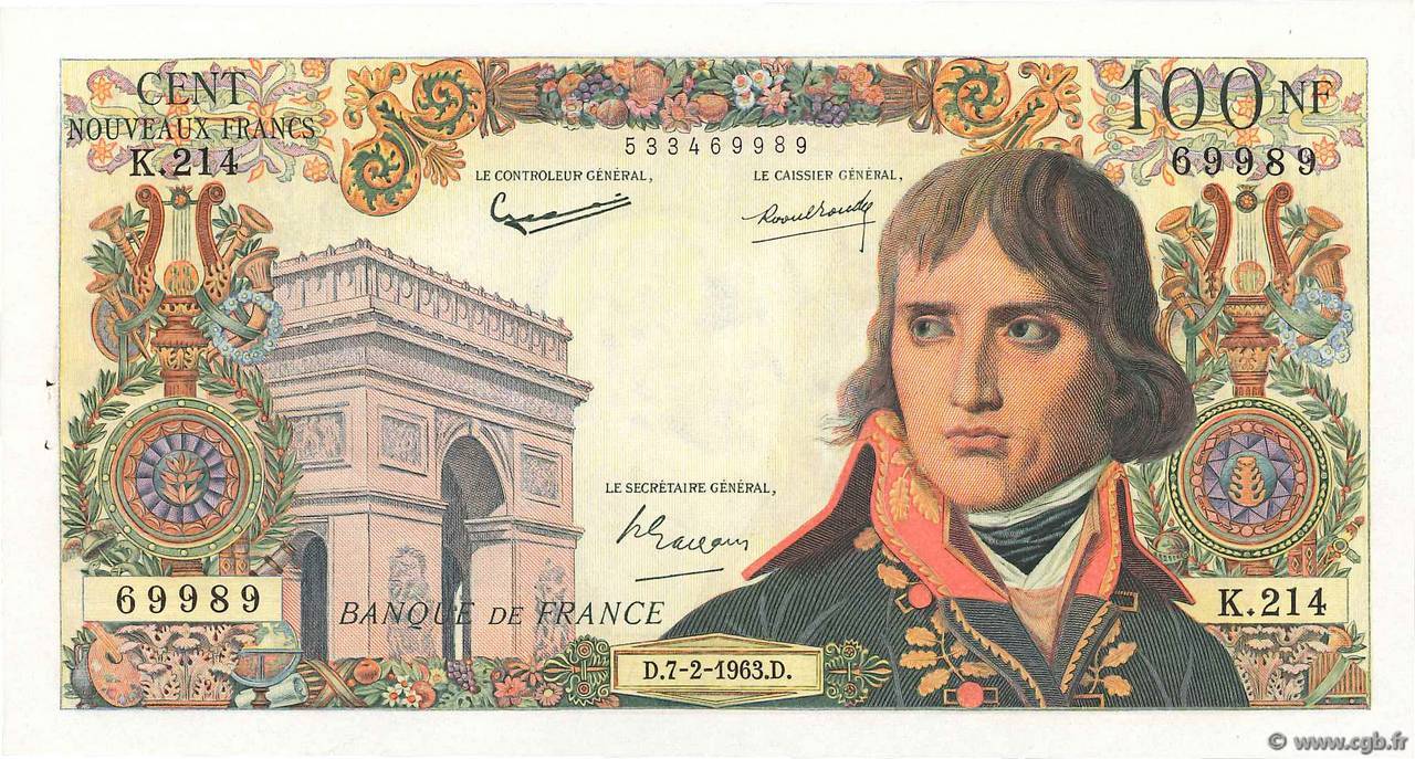 100 Nouveaux Francs BONAPARTE FRANKREICH  1963 F.59.19 fST
