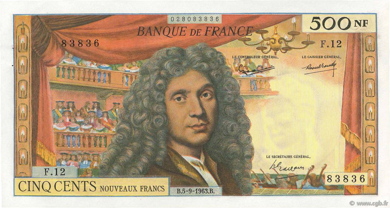 500 Nouveaux Francs MOLIÈRE FRANCIA  1963 F.60.05 SC