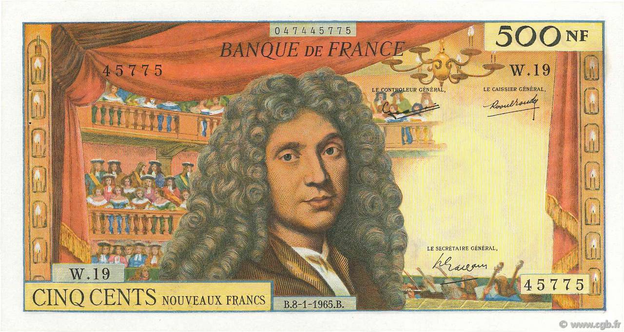 500 Nouveaux Francs MOLIÈRE FRANKREICH  1965 F.60.08 fST