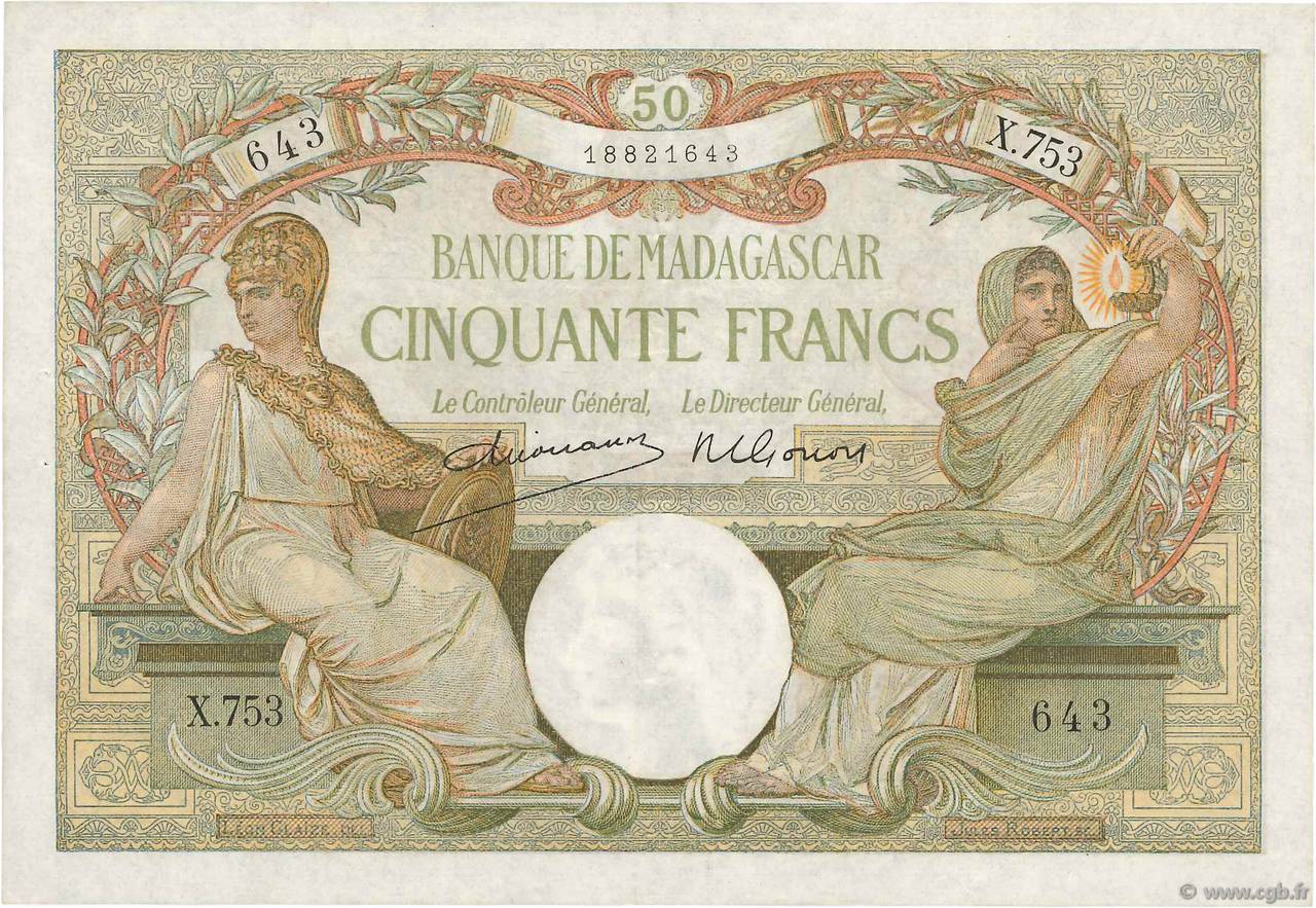 50 Francs MADAGASCAR  1948 P.038 XF