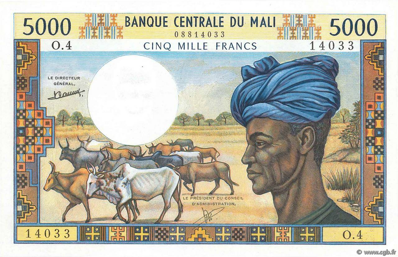 5000 Francs MALI  1972 P.14c UNC-