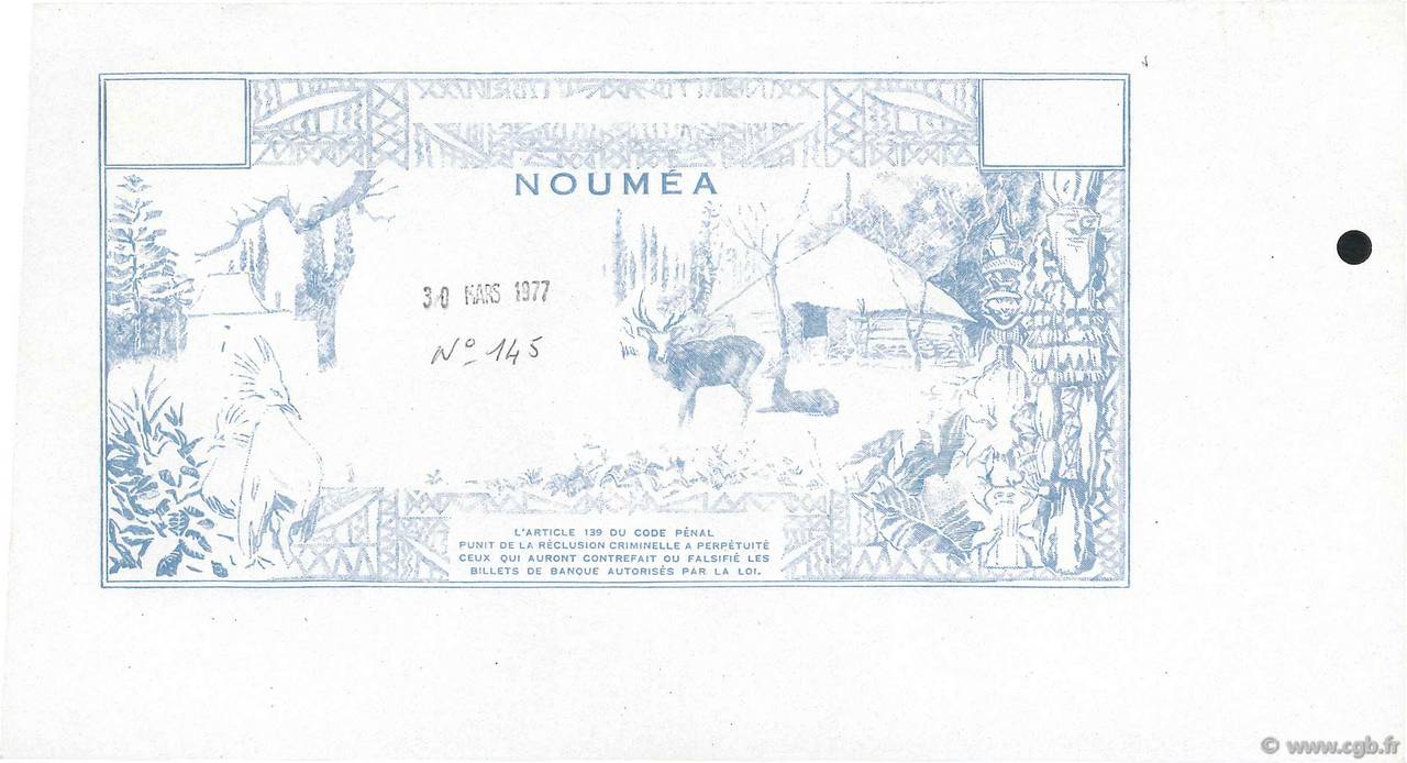 1000 Francs Épreuve NEW CALEDONIA  1977 P.64s AU