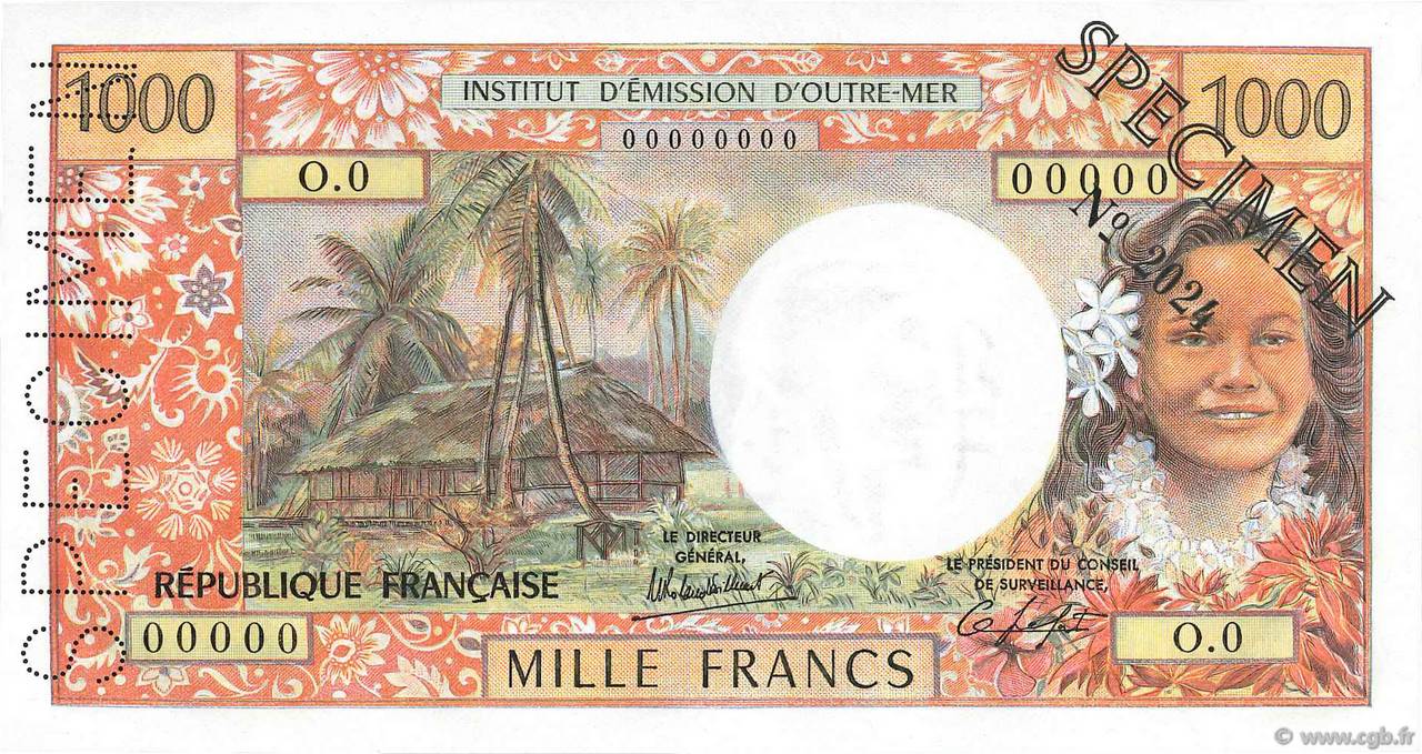1000 Francs Spécimen NOUVELLE CALÉDONIE  1971 P.64bs ST