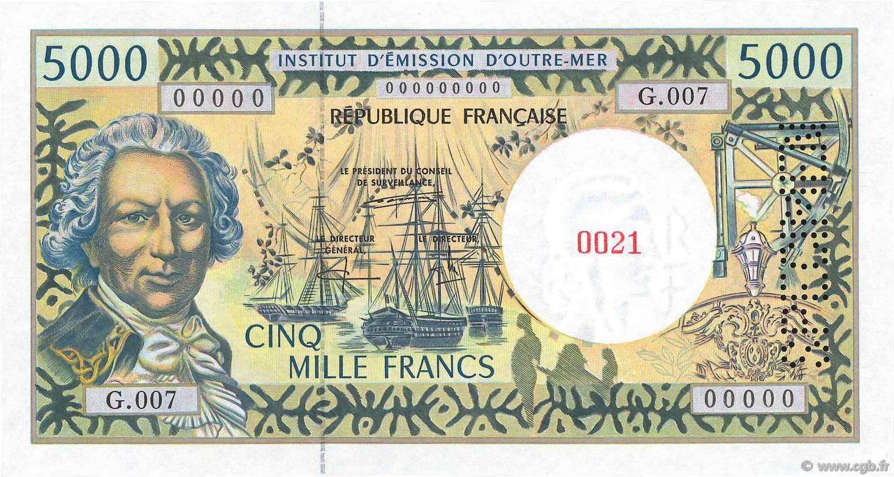 5000 Francs Spécimen POLYNESIA, FRENCH OVERSEAS TERRITORIES  1995 P.03s UNC