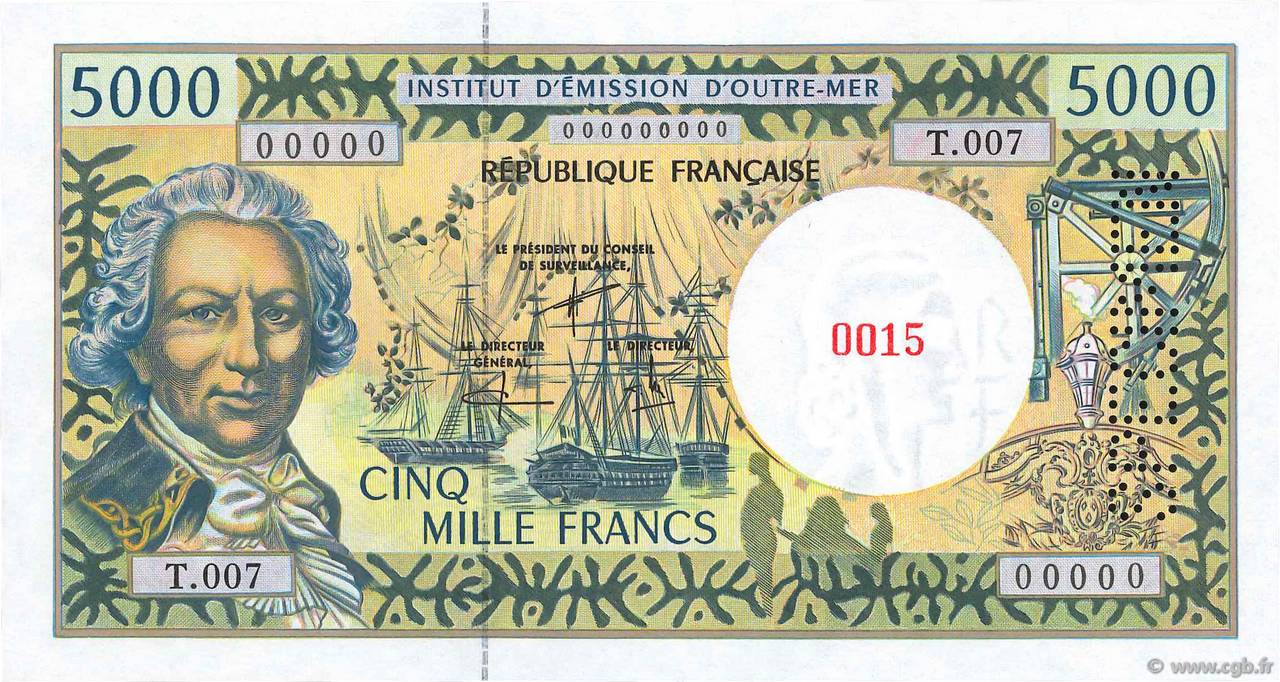 5000 Francs Spécimen POLYNÉSIE, TERRITOIRES D OUTRE MER  1997 P.03s NEUF
