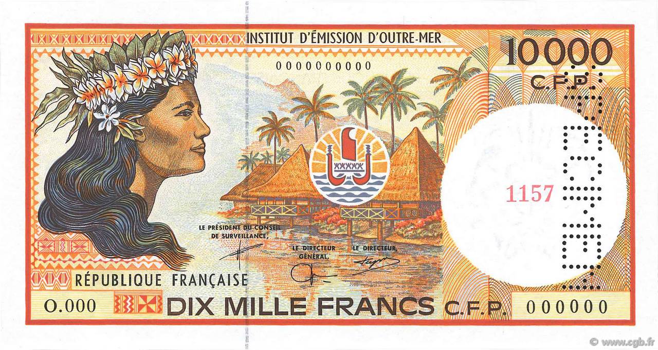 10000 Francs Spécimen POLYNÉSIE, TERRITOIRES D OUTRE MER  2004 P.04bs NEUF