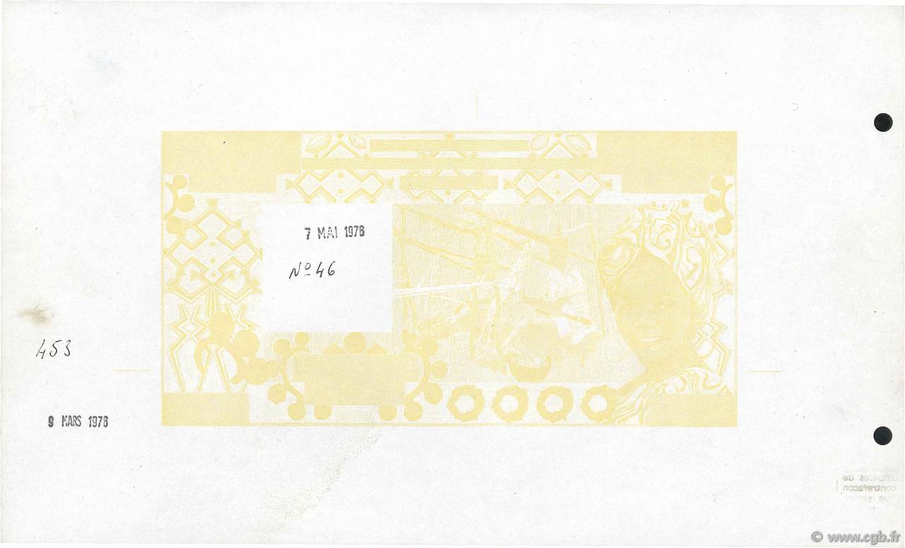 10000 Francs Épreuve WEST AFRICAN STATES  1976 P.109As AU