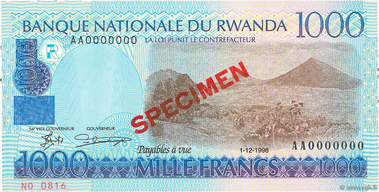 1000 Francs Spécimen RWANDA  1998 P.27s UNC