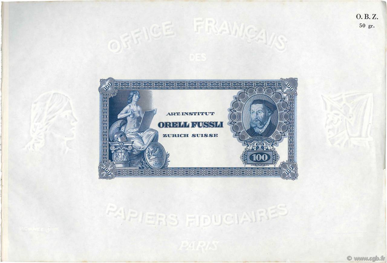 100 Francs Suisse Épreuve SUISSE  1935 P.- SC