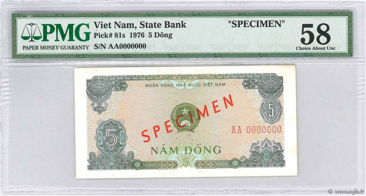 5 Dong Spécimen VIETNAM  1976 P.081s q.FDC