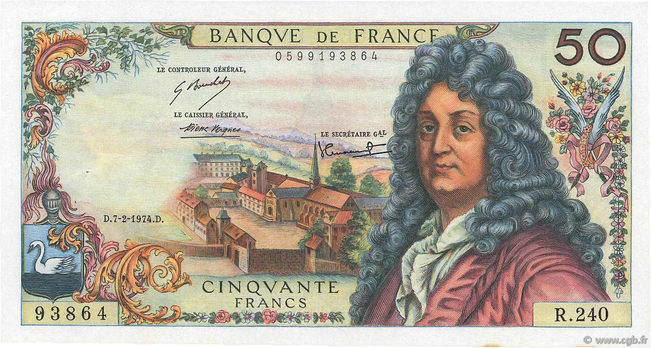 50 Francs RACINE FRANCE  1974 F.64.26 pr.SPL