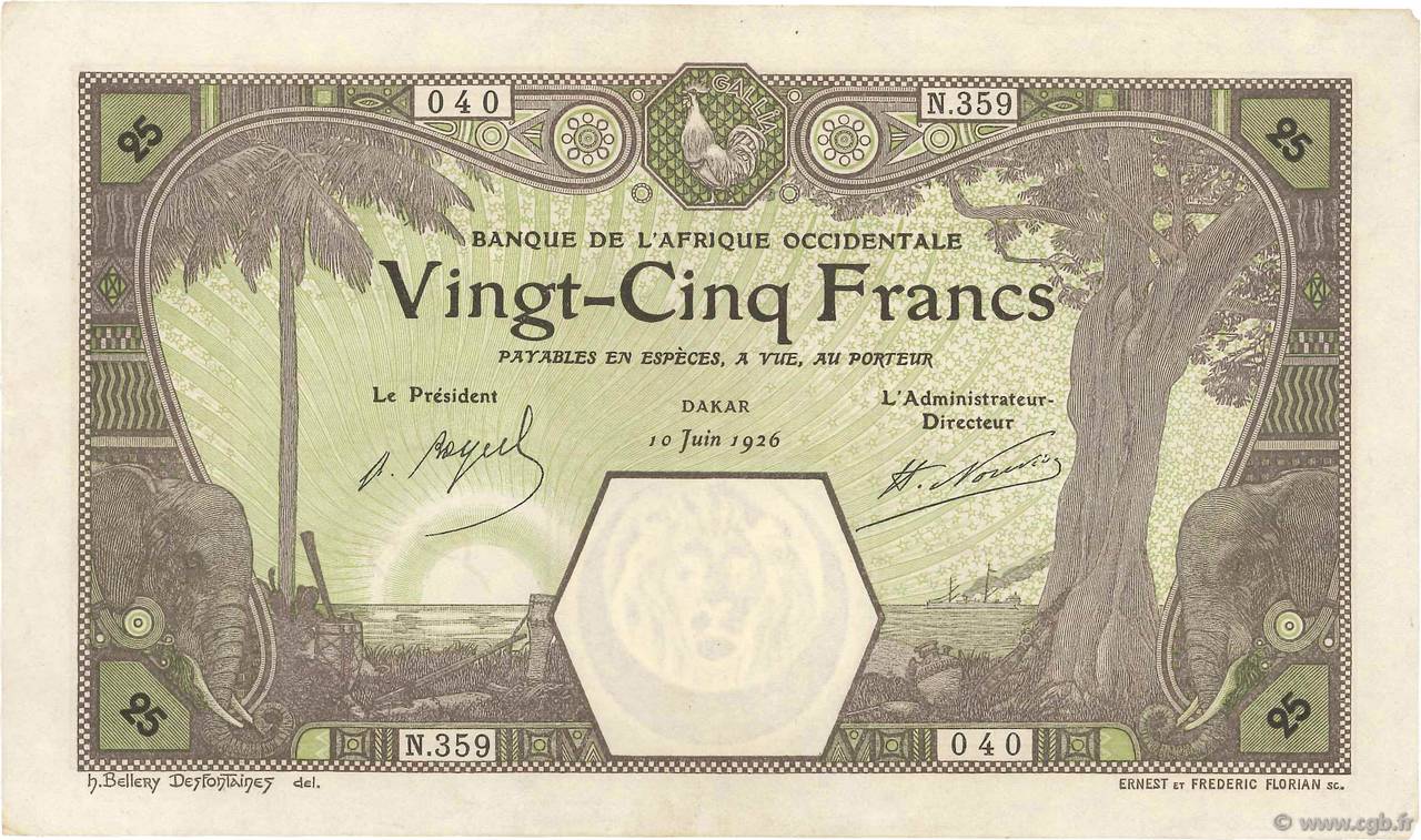 25 Francs DAKAR AFRIQUE OCCIDENTALE FRANÇAISE (1895-1958) Dakar 1926 P.07Bc pr.SUP
