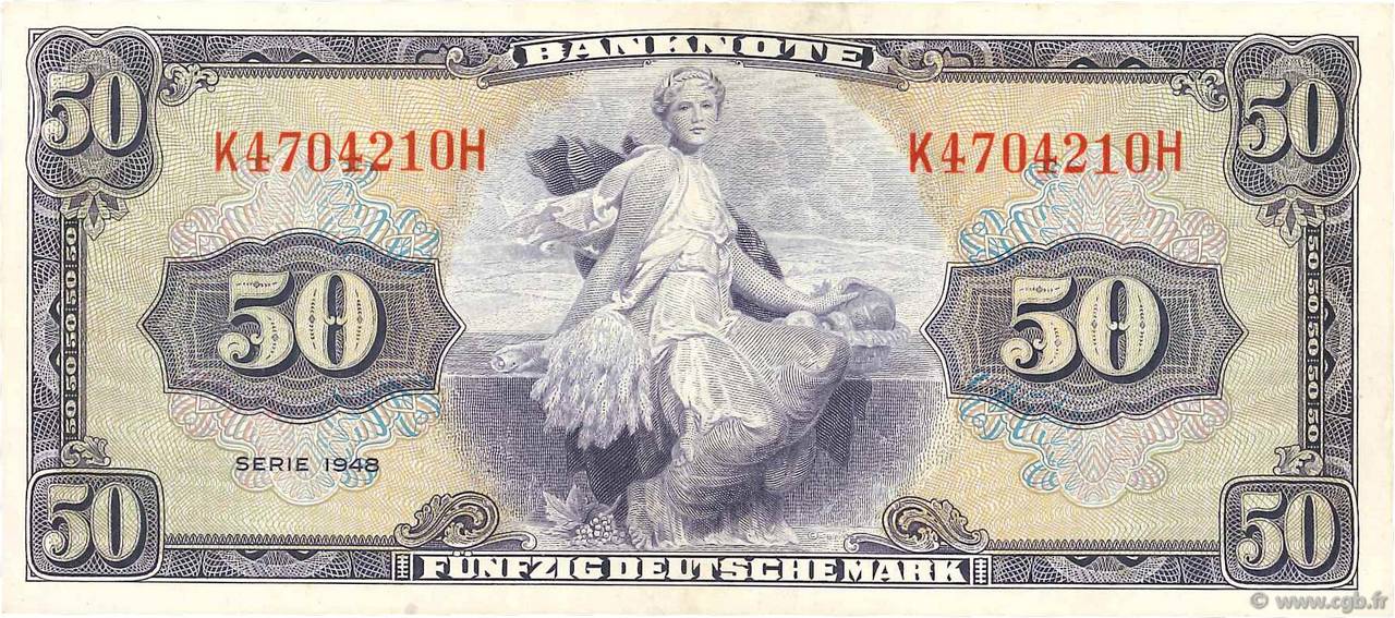 50 Deutsche Mark GERMAN FEDERAL REPUBLIC  1948 P.07a MBC