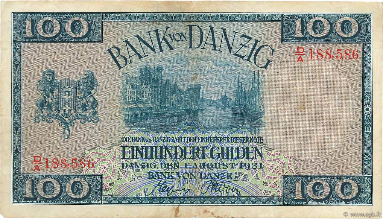 100 Gulden DANTZIG  1931 P.62 F
