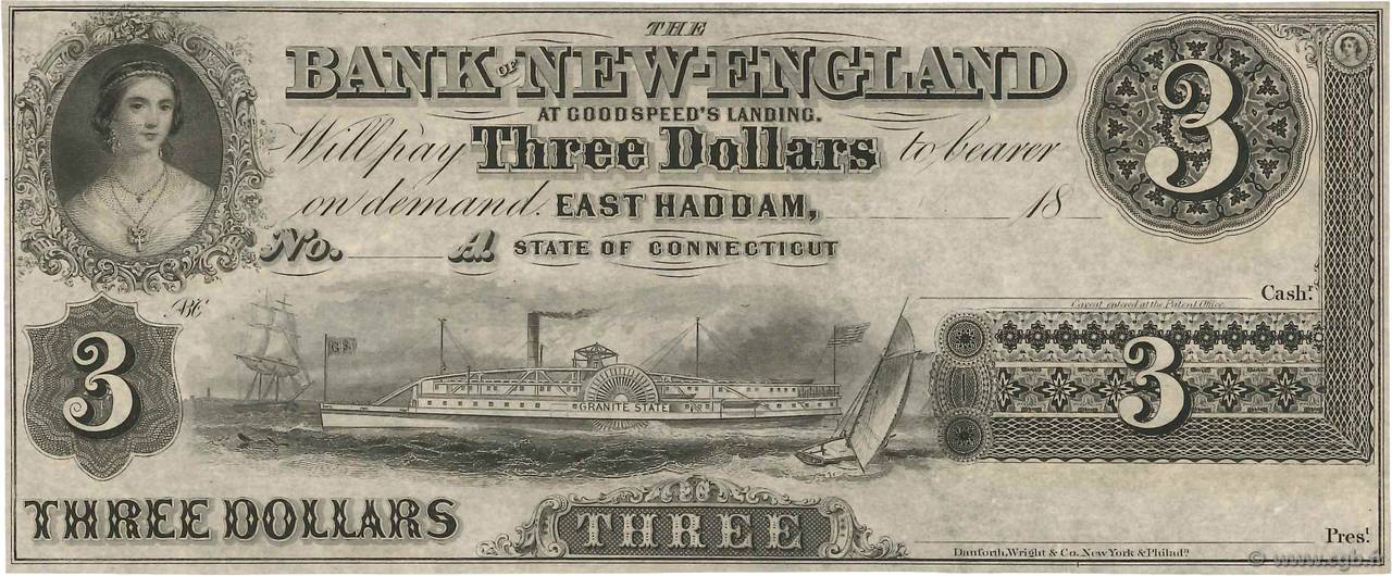 3 Dollars Non émis ÉTATS-UNIS D AMÉRIQUE  1850 PS.- pr.NEUF