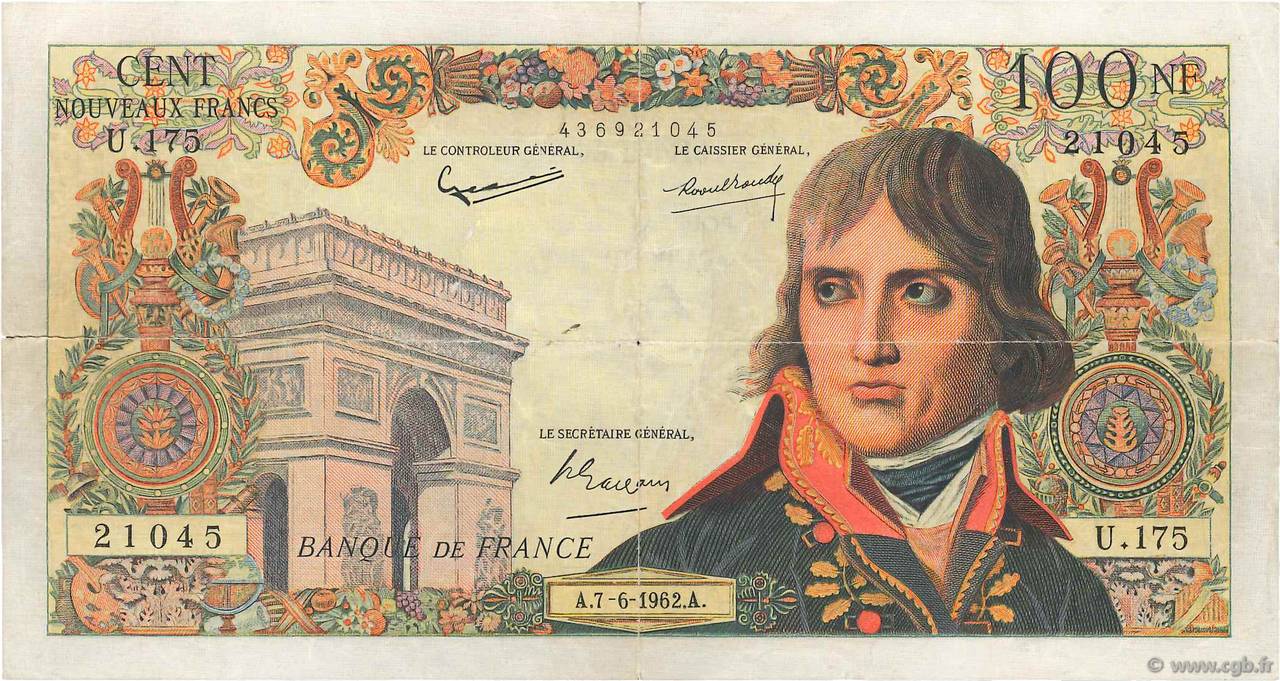 100 Nouveaux Francs BONAPARTE BOJARSKI Faux FRANCIA  1962 F.59.16 MB