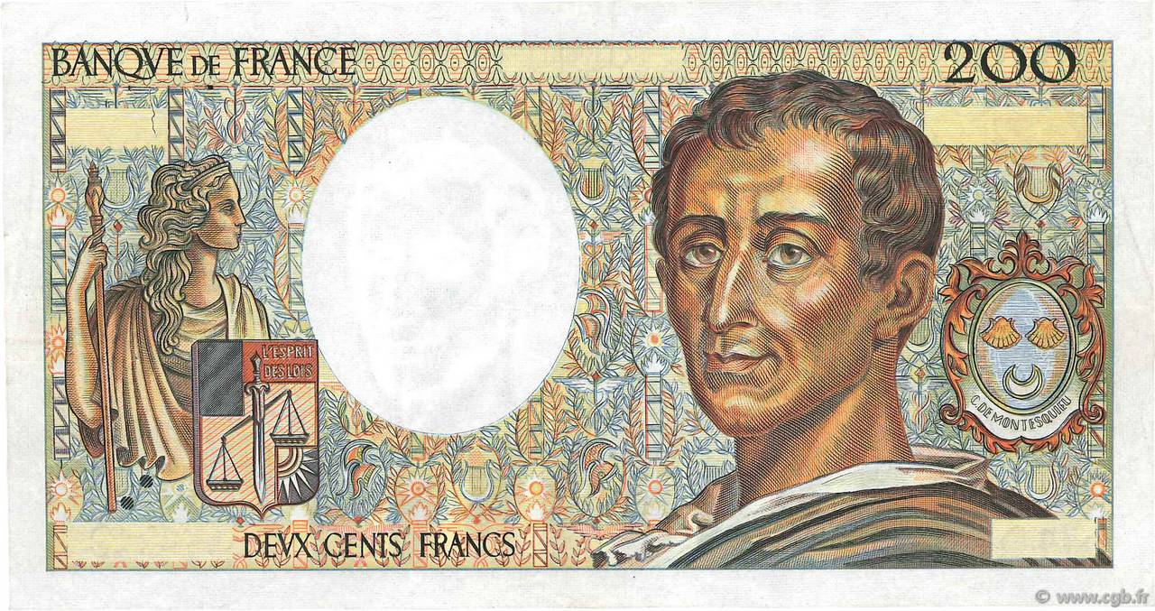 200 Francs MONTESQUIEU Fauté FRANCE  1981 F.70.01 VF+