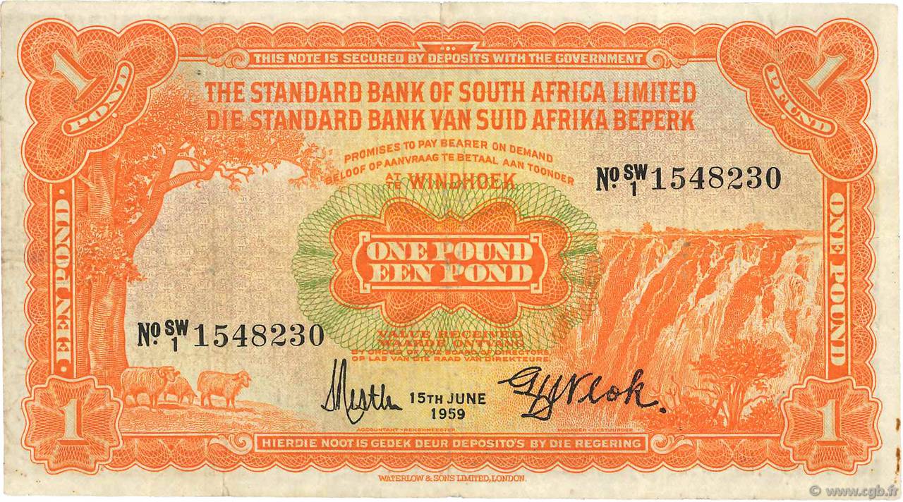 1 Pound SOUTH WEST AFRICA  1959 P.11 S