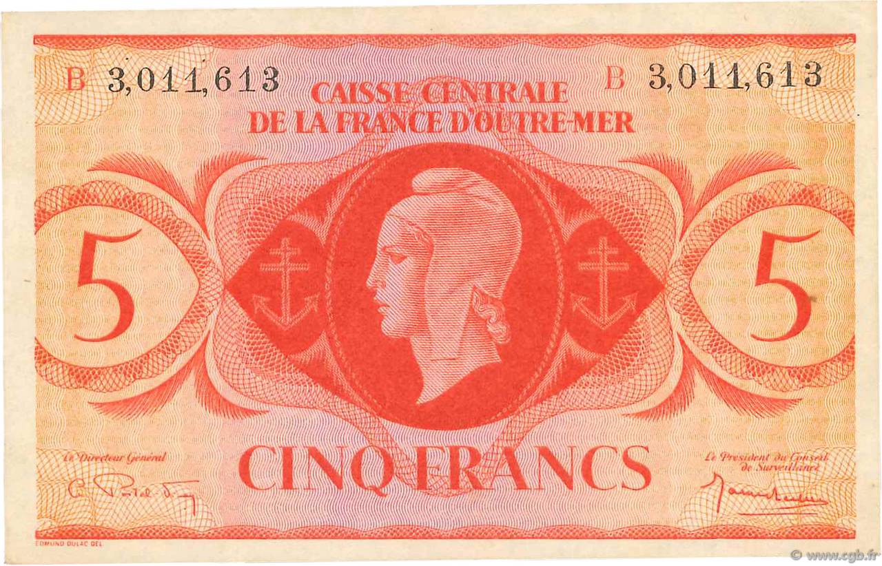 5 Francs AFRIQUE ÉQUATORIALE FRANÇAISE  1944 P.15e EBC+