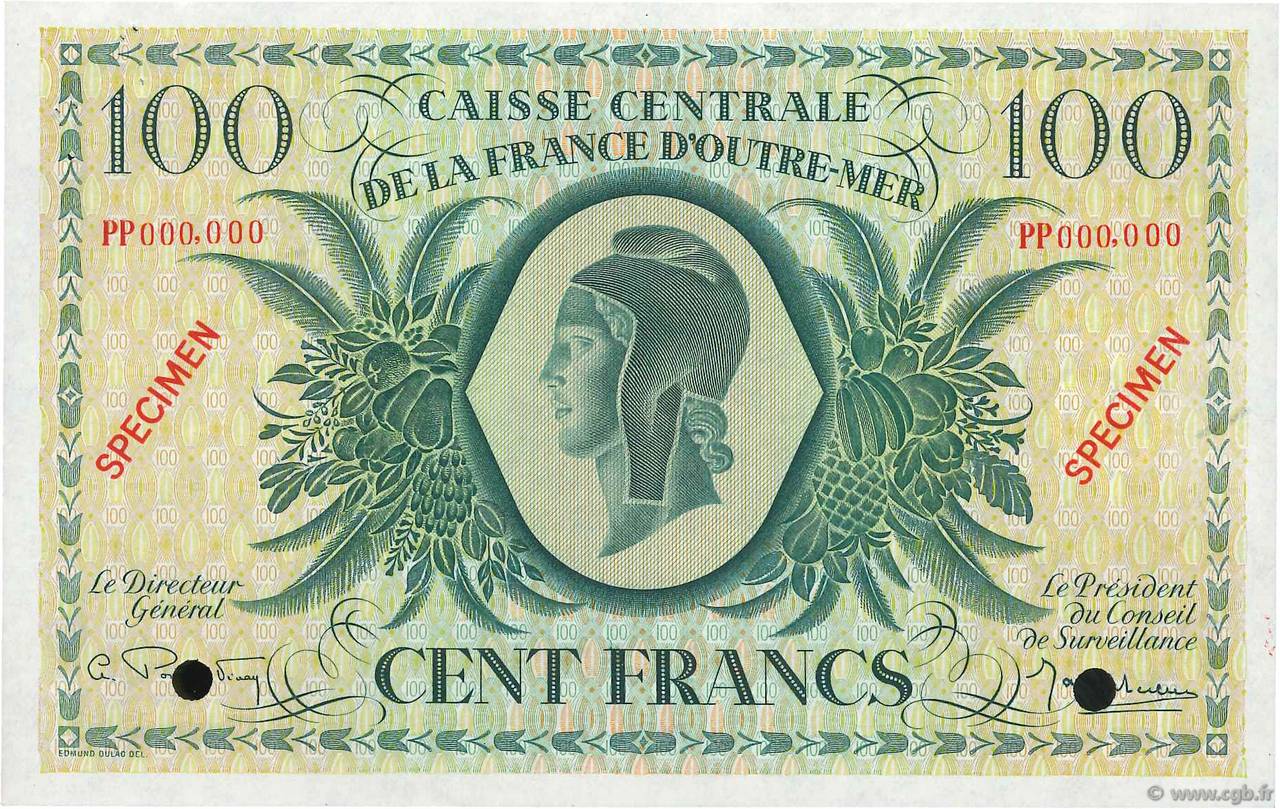 100 Francs Spécimen FRENCH EQUATORIAL AFRICA  1944 P.18s XF+