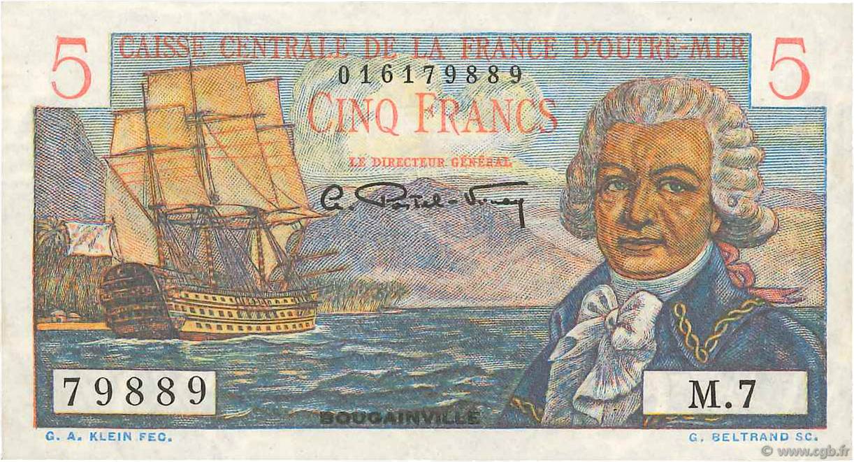 5 Francs Bougainville FRENCH EQUATORIAL AFRICA  1946 P.20B VF+