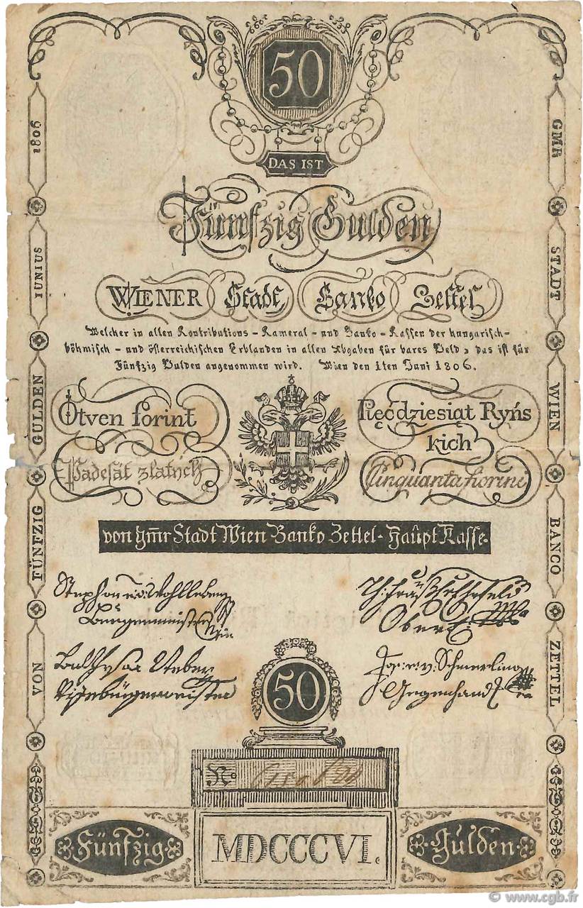 50 Gulden AUTRICHE  1806 P.A041 TB