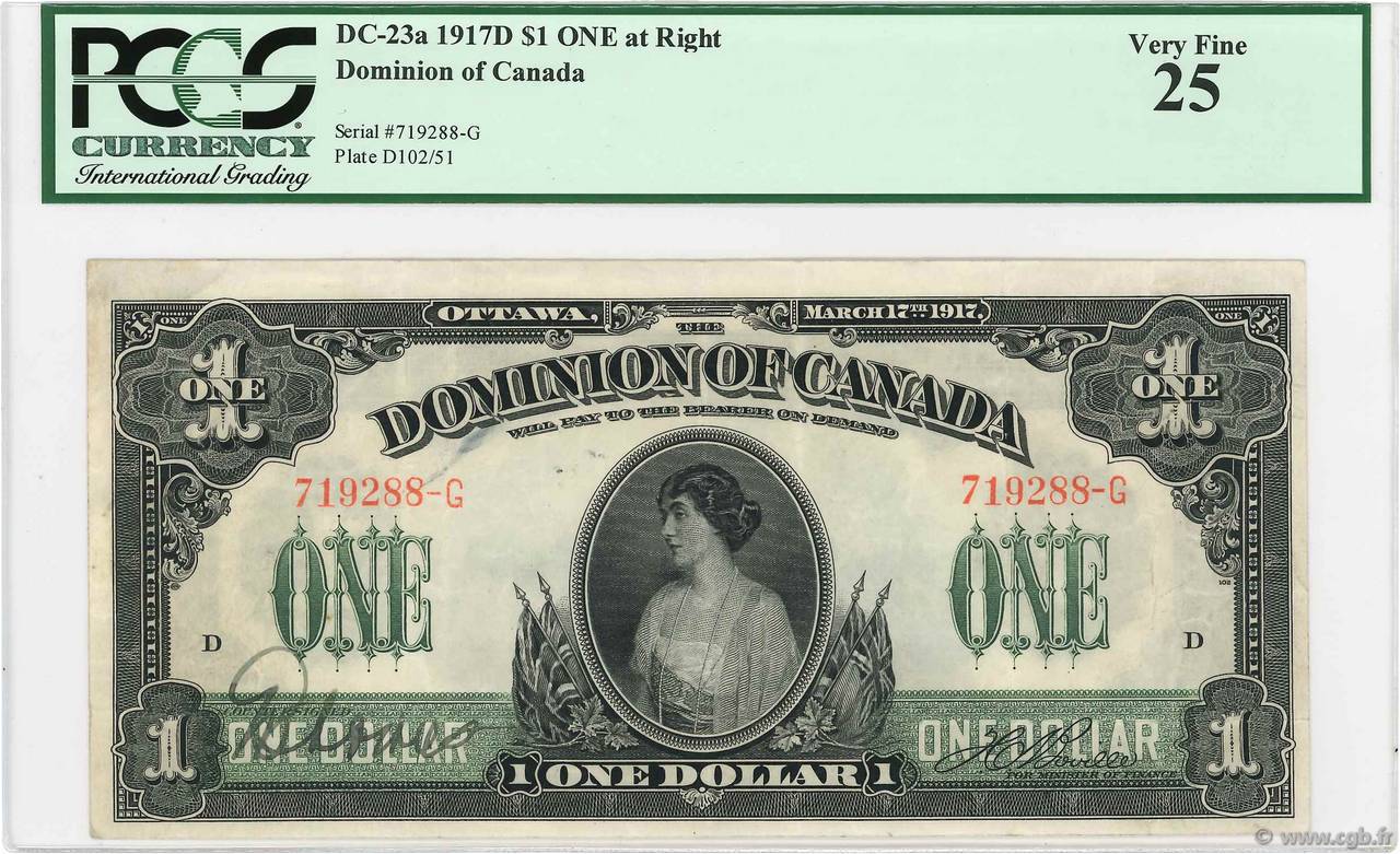 1 Dollar CANADA  1917 P.032a TTB