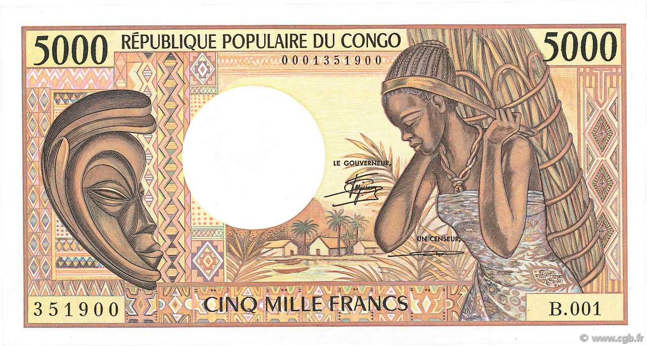 5000 Francs CONGO  1984 P.06a pr.NEUF