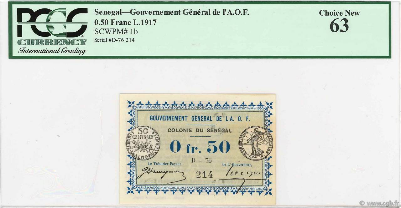 0,50 Franc Fauté SÉNÉGAL  1917 P.1b pr.NEUF