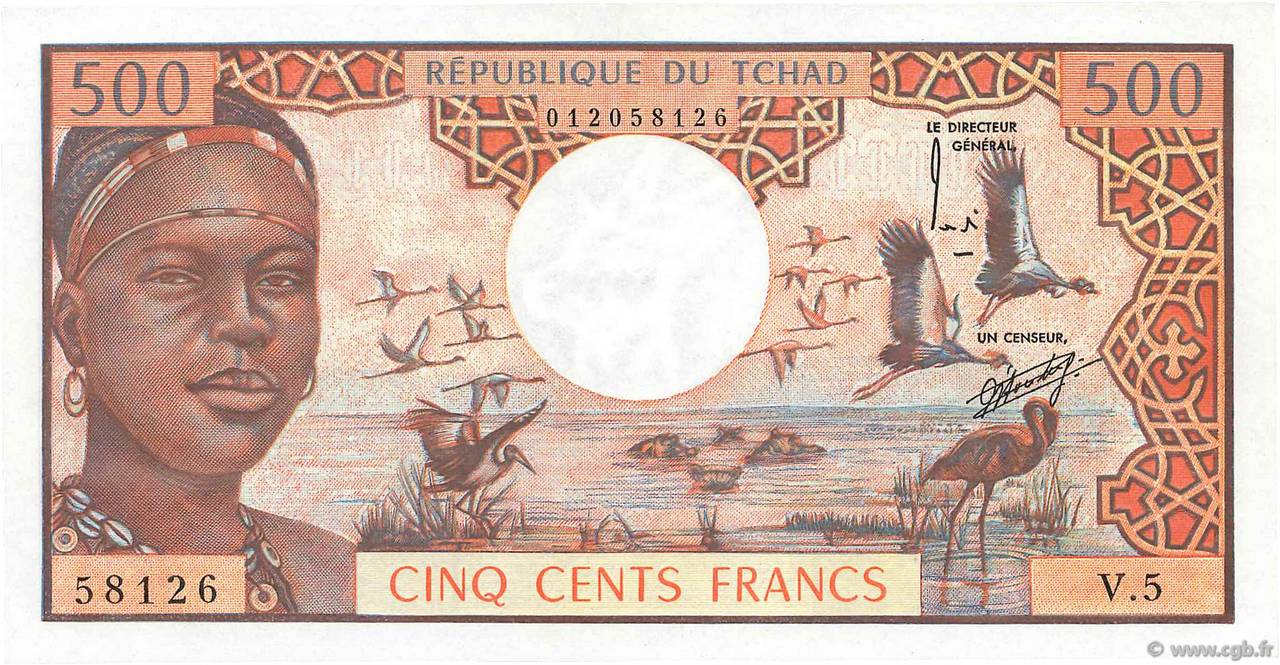 500 Francs CHAD  1974 P.02a SC+