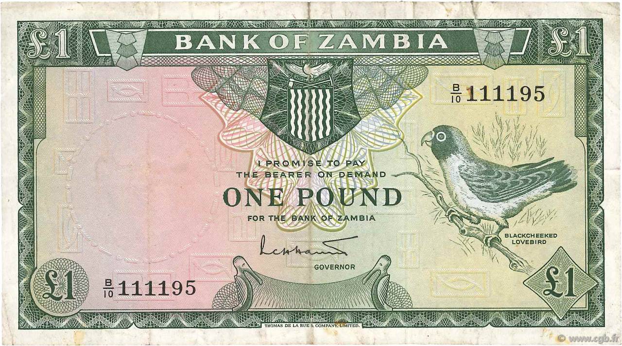 1 Pound ZAMBIA  1964 P.02a q.MB