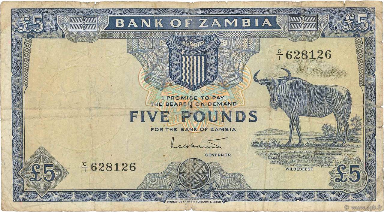 5 Pounds ZAMBIA  1964 P.03a RC